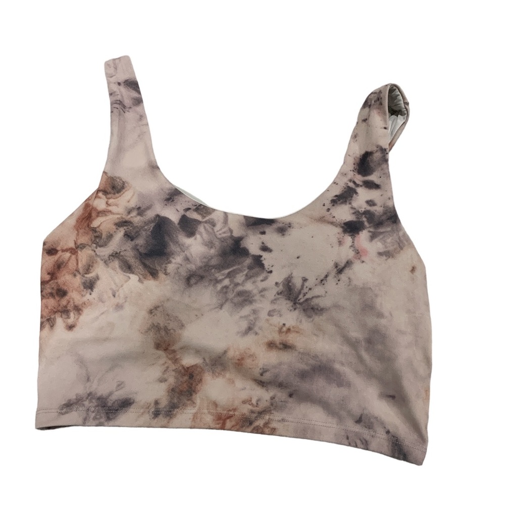 Neutral Tie-Dye Scoop Crop Top - Cream & Gray